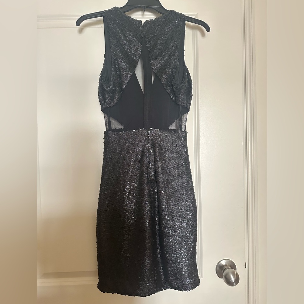 Black sequin/mesh cutout Bebe dress - Picture 2 of 2